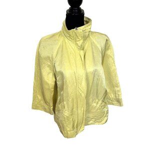 Charter Club Womens Yellow Jacket Zip Up XL Linen Pockets 3/4 Sleeve
